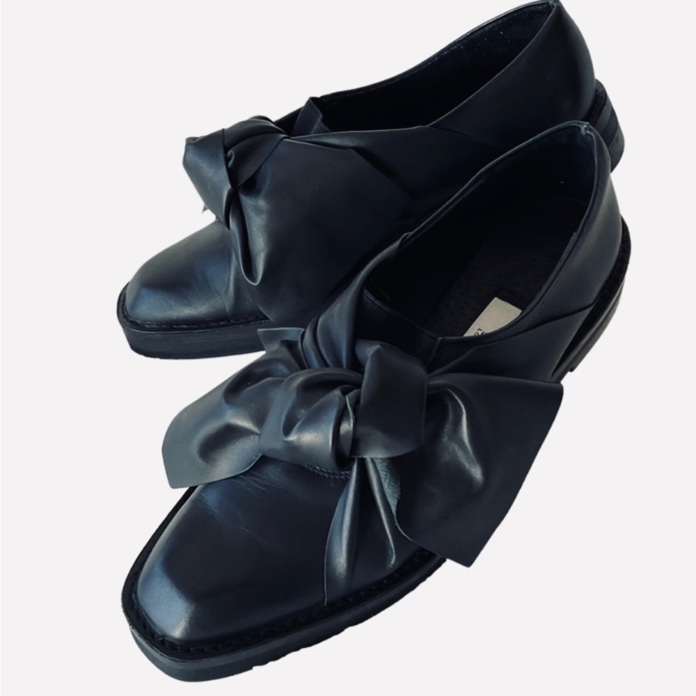 Miista Priyanka Black Leather Brogues With Bows Size 38